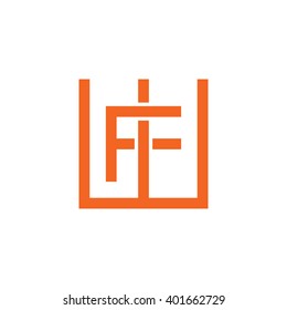 letter W and F monogram square shape logo orange