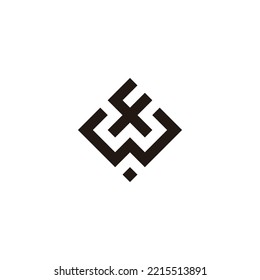 Letter W and f square geometric symbol simple logo vector