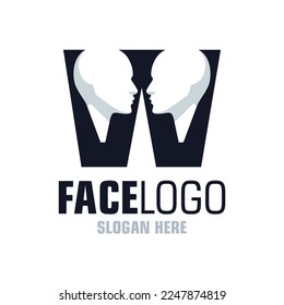 Letter W Face Logo Design Template Inspiration, Vector Illustration.