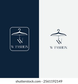 Letter W fashion logo, Hanging letter W vector Icon, boutique logo design. Initial capital W letter hanger icon
