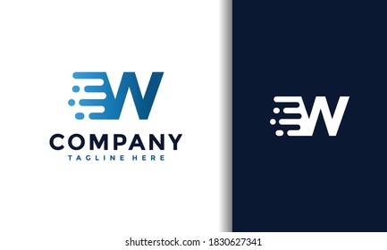 letter W fast moving logo