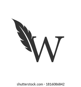 Letter w with Feather Luxury logo