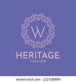 Letter W Feminine Circle Frame Luxury Vector Logo Design