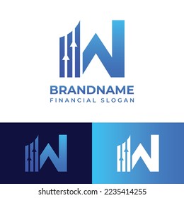 Letter W Financial Chart Logo, suitable for any business related to Financial with W initials.