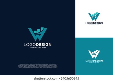 Letter W Financial Chart Logo Design. Accounting, business, finance logo