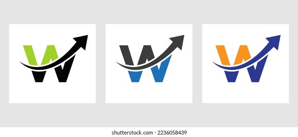 Letter W Financial Logo. Marketing And Finance Business Logotype With Growth Arrow Symbol