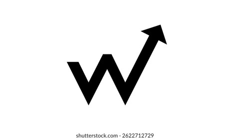 letter W in financial shape, black isolated silhouette