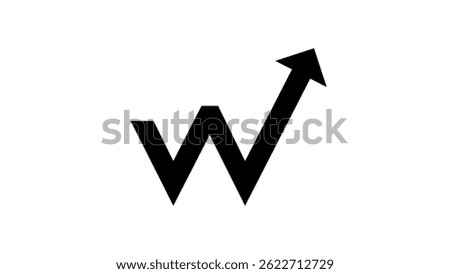 letter W in financial shape, black isolated silhouette
