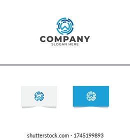 Letter W Fingerprint Modern Logo Design Vector Template