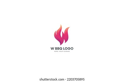 Letter W Fire Design, Modern Designs Vector Illustration. Flame Logo template.