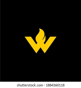 Letter W Fire Flame Logo