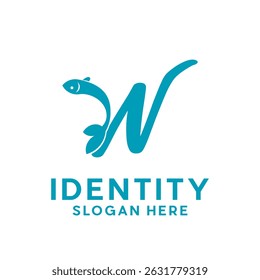 letter W Fish logo design, creative unique logo for your company