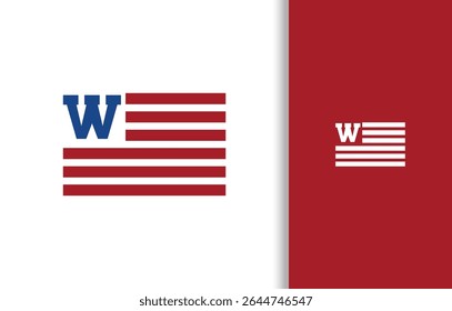 LETTER W FLAG LOGO WITH BLUE AND RED COLOR