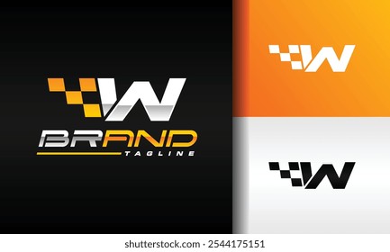 letter W flag race logo