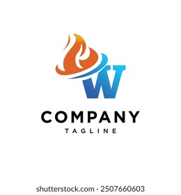 Letra W Vector de icono de logotipo de llama.