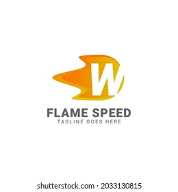 letter W flame speed vector logo design