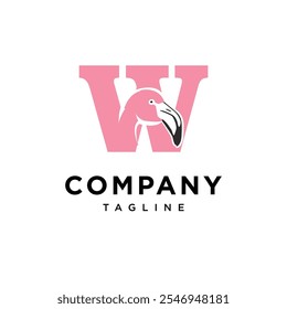 Letra W Flamingo Logo Icon Vector