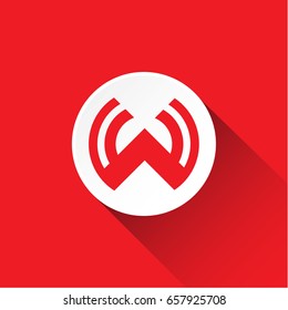 letter W flat shadow logo template