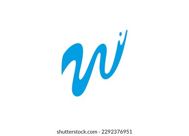 letter w flat style logo and blue water splash