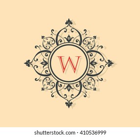 Letter W  Floral monogram.