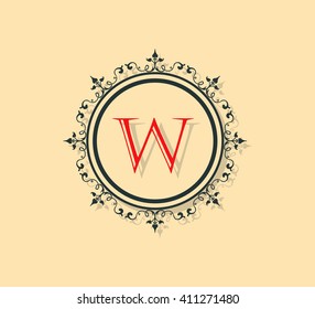 Letter W Floral monogram.