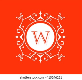 Letter  W  Floral monogram.