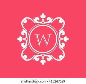 Letter W   Floral monogram.
