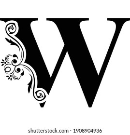 Letter W Flower Letters Vintage Ornament Stock Vector (Royalty Free ...