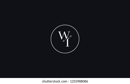 LETTER W AND I FLOWER LOGO WITH CIRCLE FRAME FOR LOGO DESIGN OR ILLUSTRATION USE