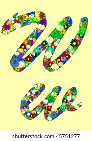 letter w  with flowers