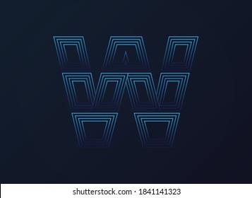 Letra W font, diseño de tecnología digital, concepto de red.  Ilustración del vector

