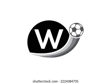 Plantilla vectorial de diseño del logotipo de fútbol de la letra W. Símbolo del club de fútbol. el negocio y la identidad de la empresa.