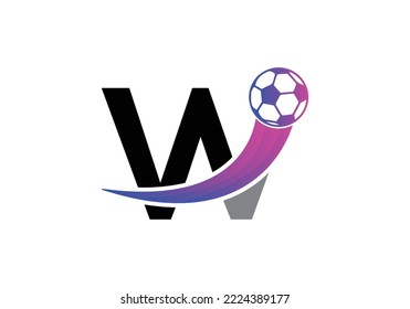 Letter W Football Logo Design Vector Template. Football Club Symbol. business, and company identity.