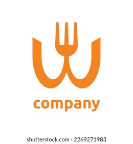 Letter w And fork logo. Minimal logo combination from letter w and fork. This logo can use for brand that related to food.