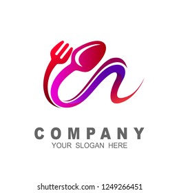Letter w fork and spoon logo template