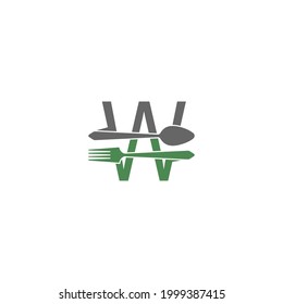 Letter W with fork and spoon logo icon design vector illustration 