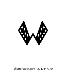 letter w in the form of office building logo vector illustration