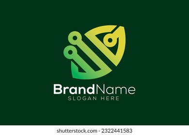 Letter W G leaf tech logo design vector template