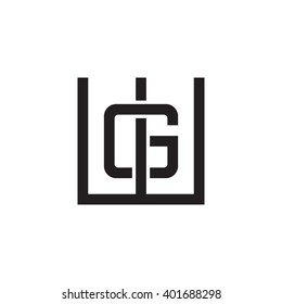 letter W and G monogram square shape logo black