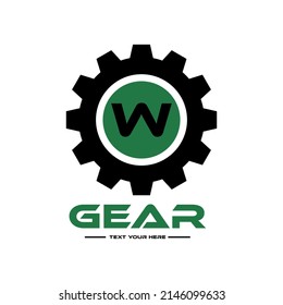 Letter W Getriebe Vektorgrafik-Logo. Dieses Design eignet sich für Technologie, Industrie oder Automobil