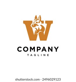 Letter W German Shepherd Logo Icon Vector