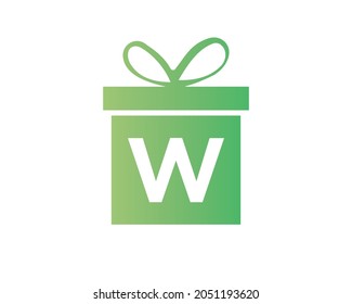 Letter W Gift Box Shape Logo. Colorful Gift Logo Template On W Letter. Giftbox Package Store, Shop Icon Design