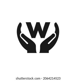 Letter W giving hand logo design. Hand logo design On Letter W vector template