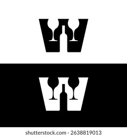 Letter W with glass and bottle company logo