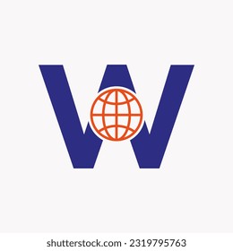 Letter W Global Logo Design. Global Logotype Symbol Vector Template