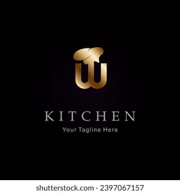 Letter W Gold Kitchen Logo Template Vector 