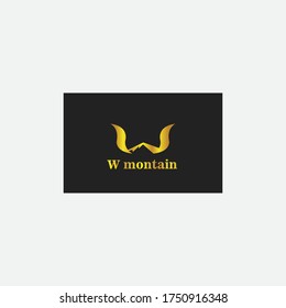 letter w gold mountain illustration logo template. vector design