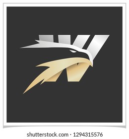 Letter W Gold Silver Eagle Logo