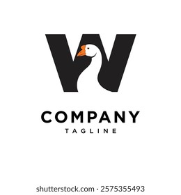 Letter W Goose Logo Icon Vector