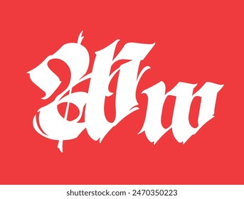Letter W, in the Gothic style. Vector. Alphabet. Calligraphy and lettering. Medieval Latin letter. Logo for the company. Monogram. Elegant font for tattoo.